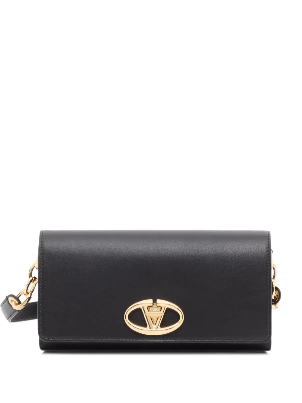 Valentino Garavani VLogo The Bold Edition wallet with shoulder strap in nappa leather - Schwarz
