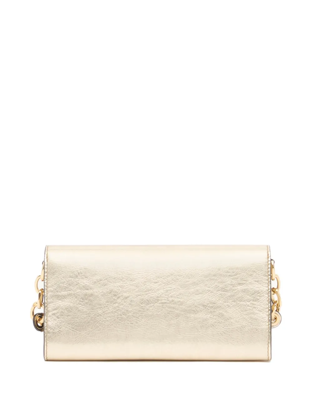 Valentino Garavani Vlogo The Bold Edition gelamineerde kalfsleren portemonnee met schouderband Goud