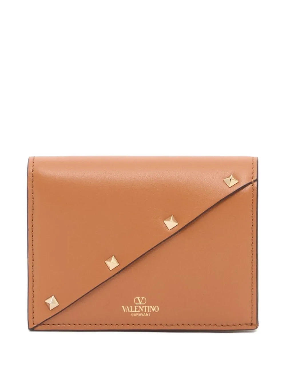 Valentino Garavani Portafoglio Rockstud Wispy piccolo in pelle di vitello - Toni neutri