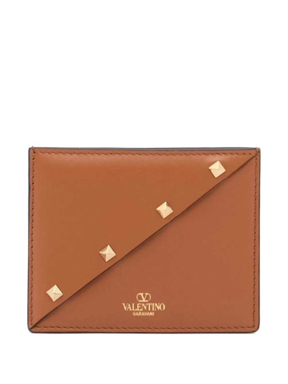 Valentino Garavani Portacarte Rockstud Wispy in pelle di vitello - Toni neutri