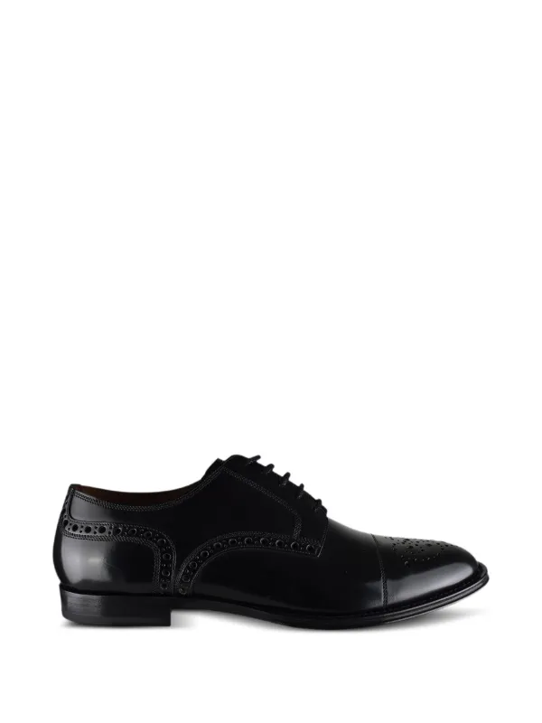 Dolce & Gabbana Black Perforated Leather Lace Up Derby Shoes Dolce & Gabbana lace-up Oxford Shoes | Black | FARFETCH JO main image 3