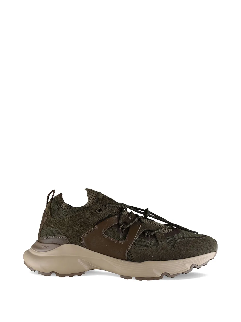 Tod's suede-panelled leather-trimmed sneakers - Brown