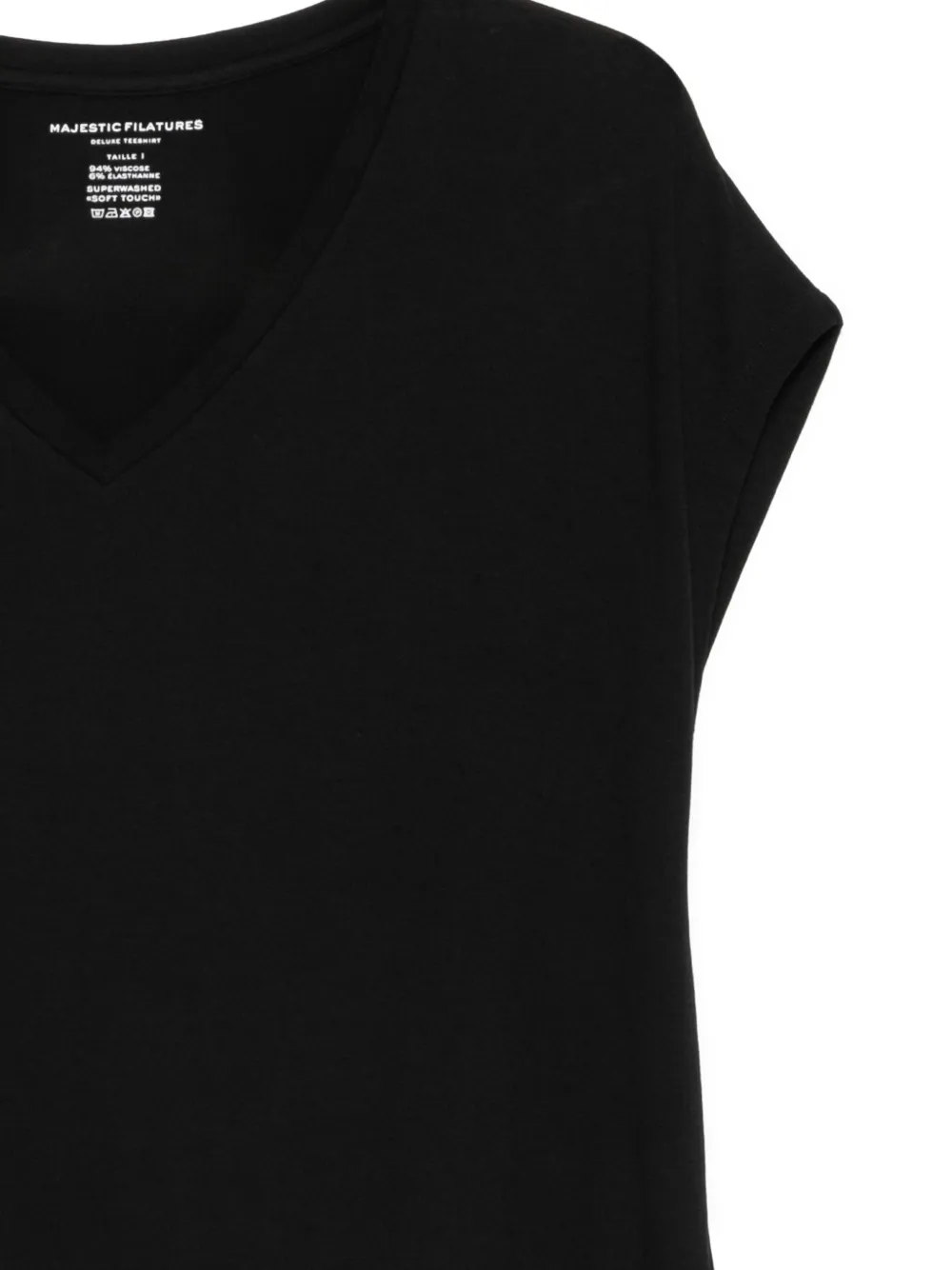 Majestic Filatures T-shirt met V-hals Zwart