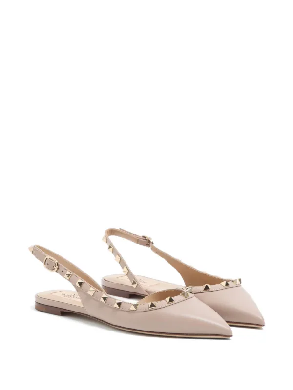 Valentino Garavani ロックスタッズ フラットパンプス | ニュートラル 