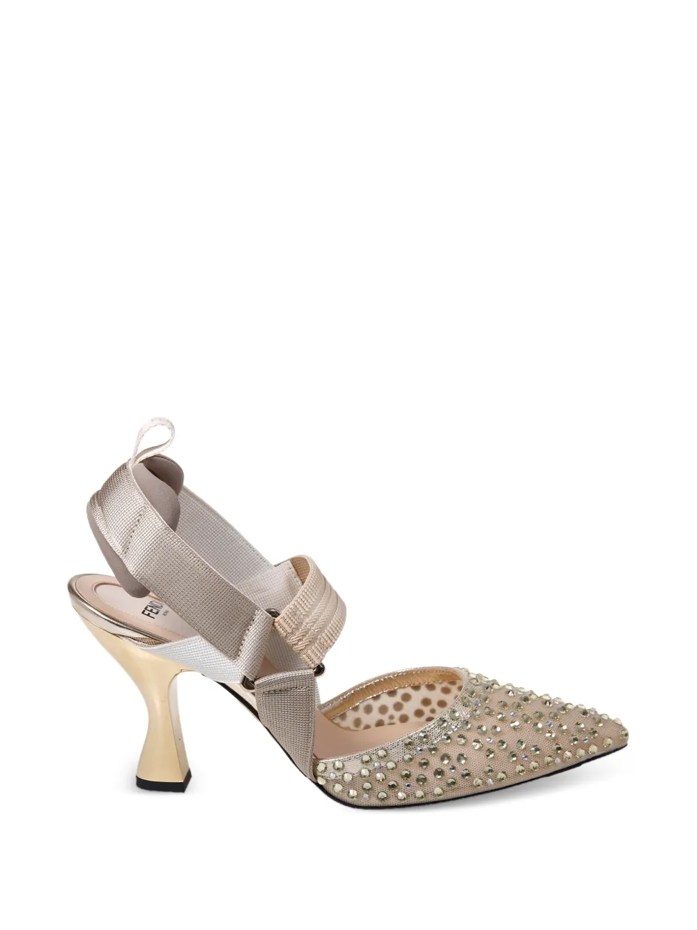FENDI Colibrì crystal-embellished heeled pumps - Toni neutri