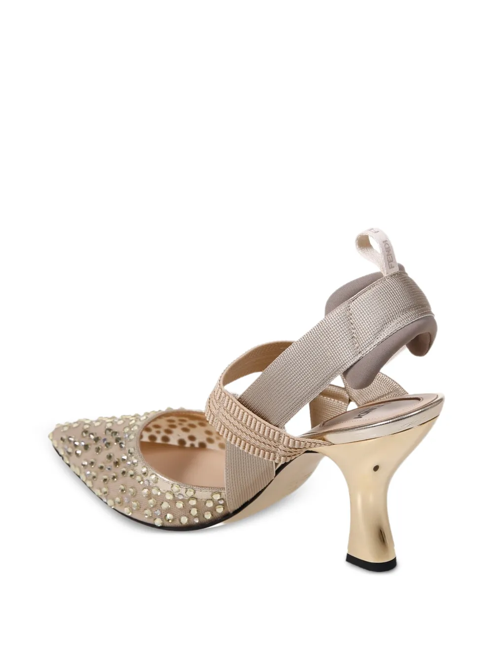 FENDI Colibrì crystal-embellished heeled pumps Beige