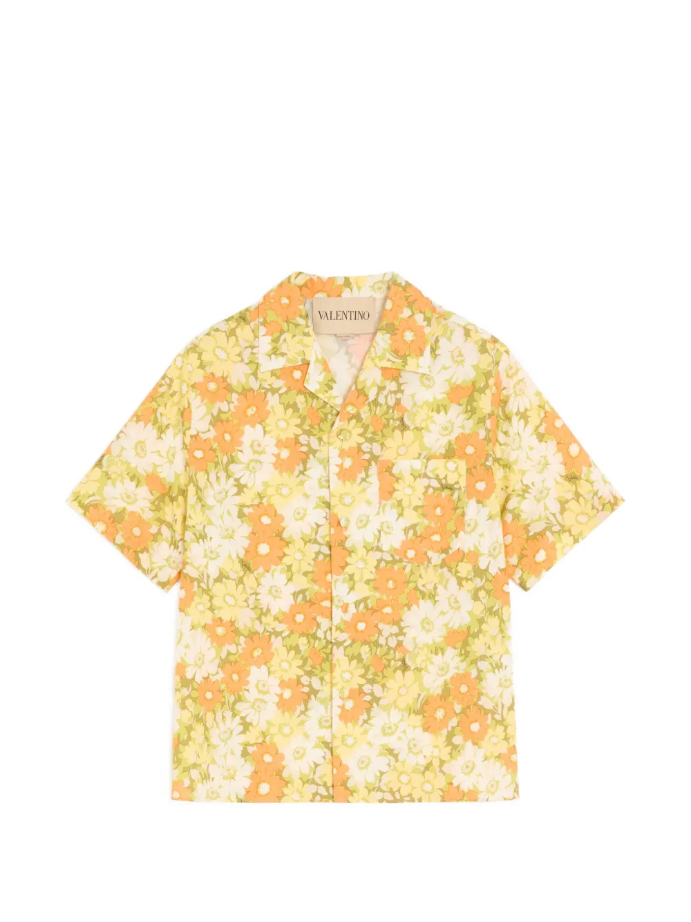 Valentino Garavani cotton bowling shirt with Papier-Floral print - Yellow