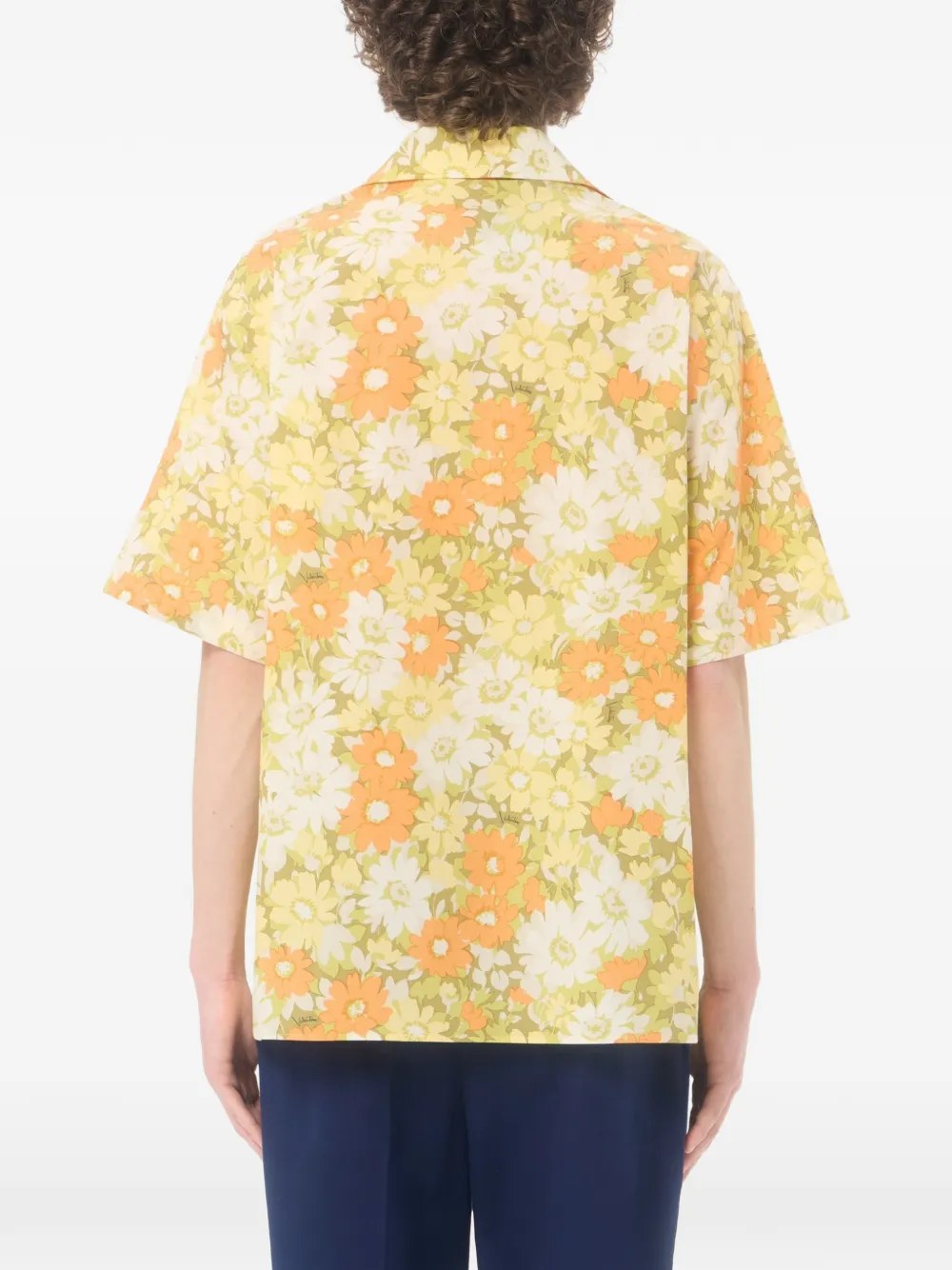 Valentino Garavani Katoenen bowlingshirt met Papier Floral-print Geel