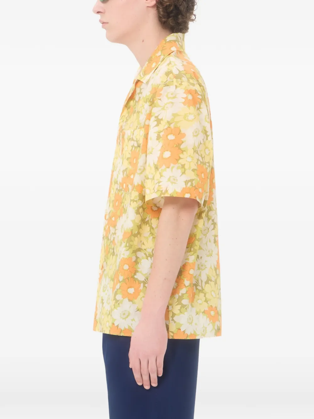 Valentino Garavani Katoenen bowlingshirt met Papier Floral-print Geel