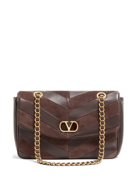 Valentino Garavani Djuna medium chain bag in suede and nappa with chevron pattern