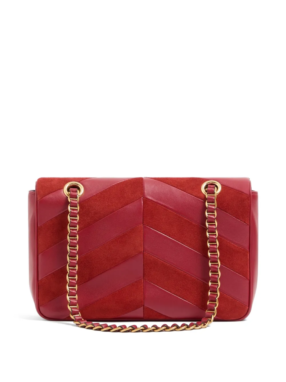 Valentino Garavani Djuna medium suède en nappa tas met chevron patroon Rood
