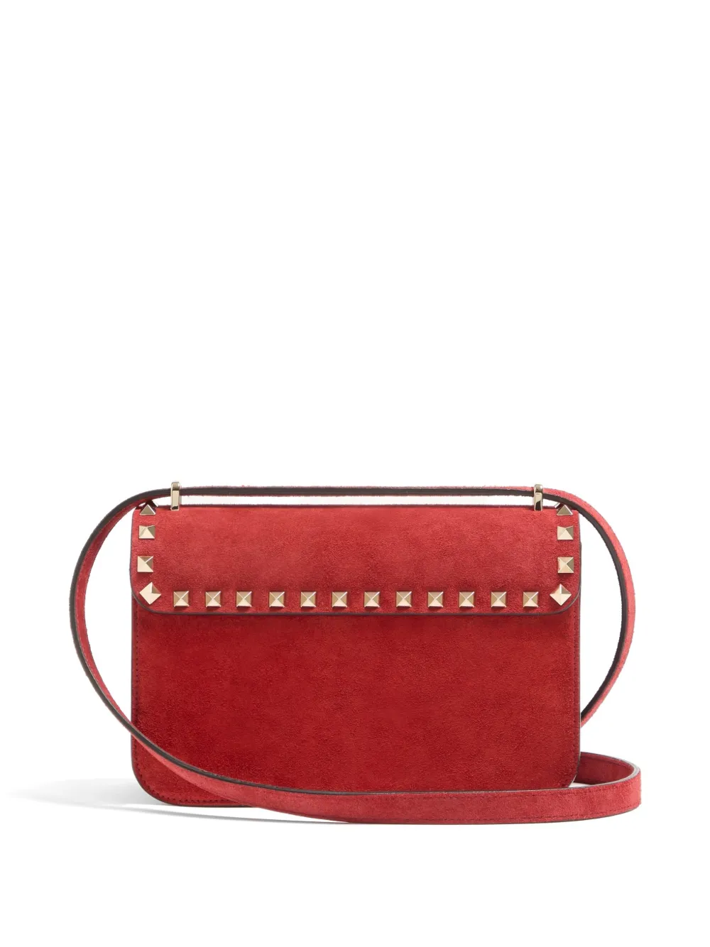 Valentino Garavani Rockstud kleine suède schoudertas Rood