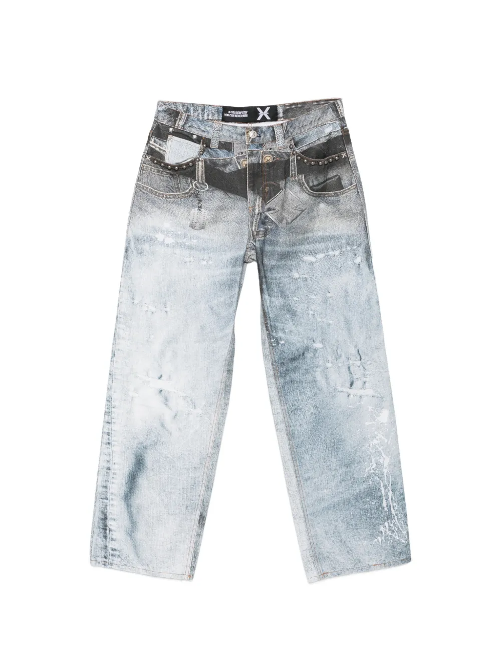 John Richmond trompe l'oeil paint-splatter trousers - Blau