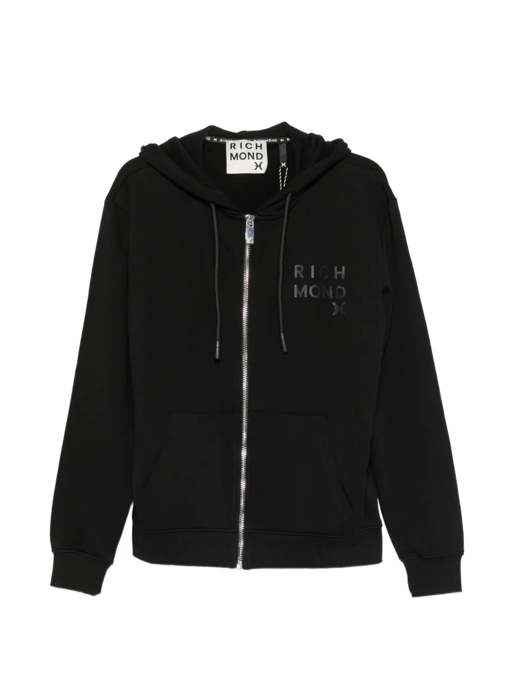 John Richmond logo-print zip-up hoodie - Schwarz