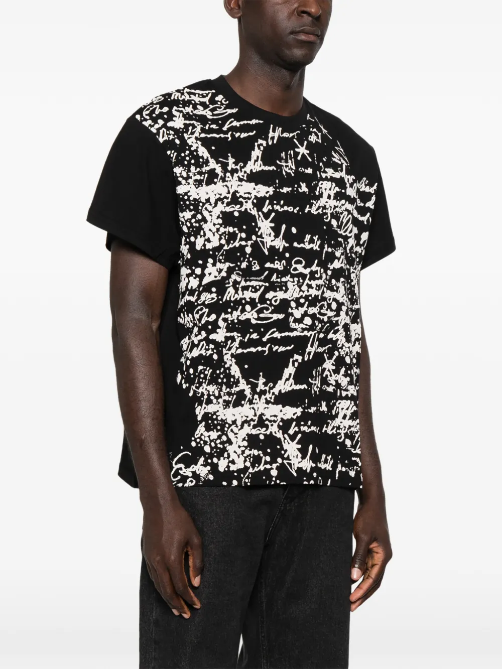 John Richmond print-detail T-shirt Zwart