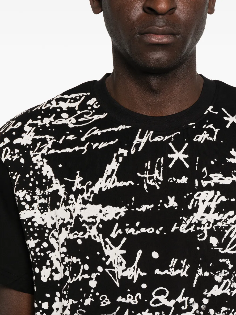 John Richmond print-detail T-shirt Zwart