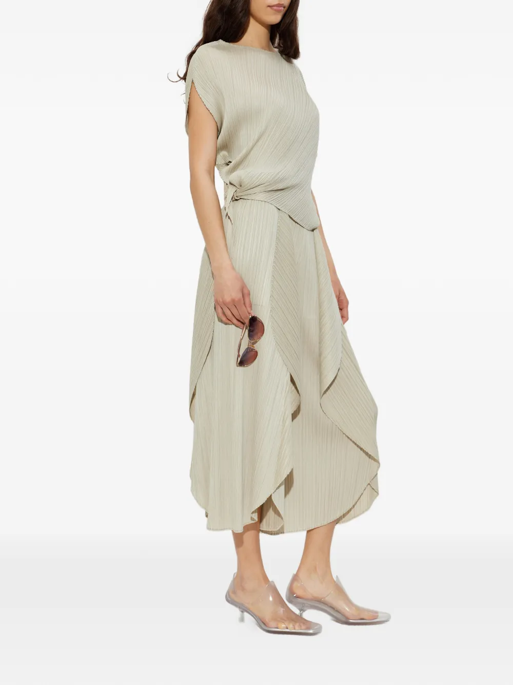 PLEATS PLEASE レイヤードドレープパンツサルエルパンツ Pleats Please Issey Miyake Leaf ドレープ パンツ | ニュートラル