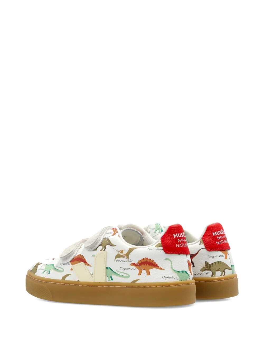 VEJA Kids X MUSEUM dinosaur-print touch-strap sneakers Wit