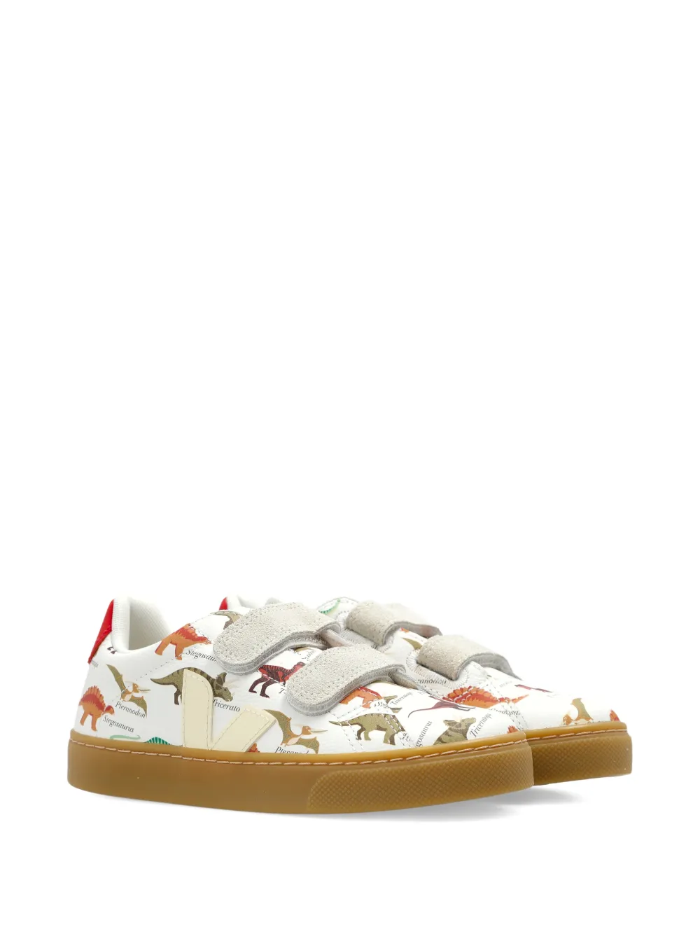 VEJA Kids X MUSEUM dinosaur-print touch-strap sneakers - Weiß