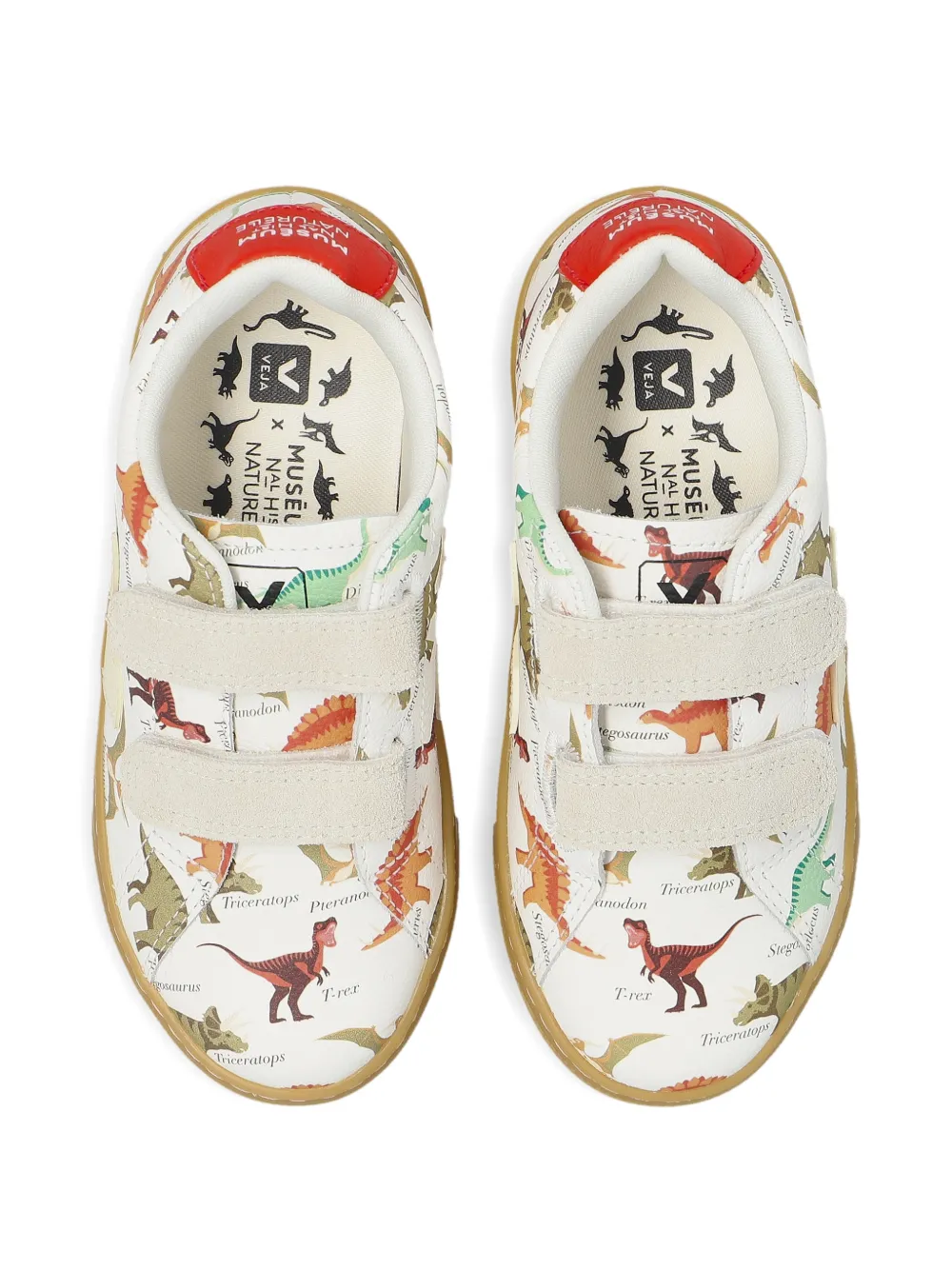 VEJA Kids X MUSEUM dinosaur-print touch-strap sneakers Wit