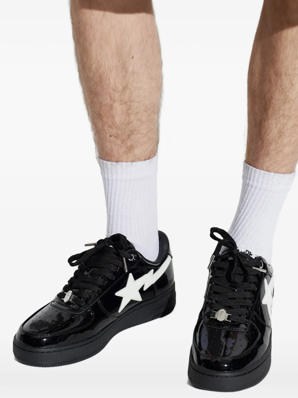 A BATHING APE #1 M2 leather sneakers Zwart