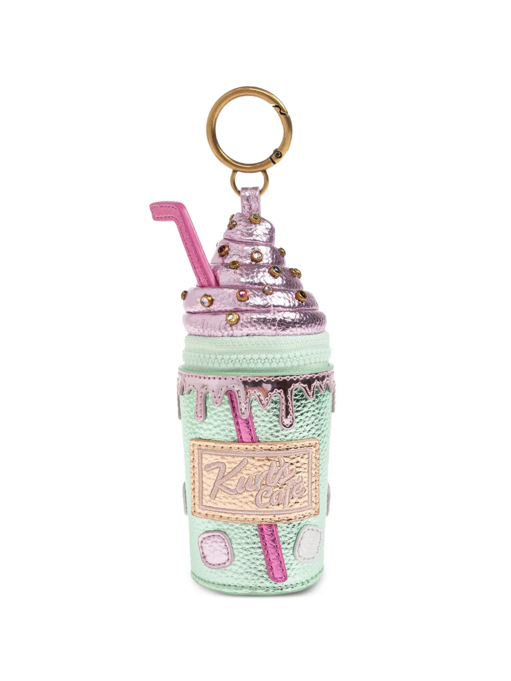 Kurt Geiger London crystal-embellished pouch key ring - Grün