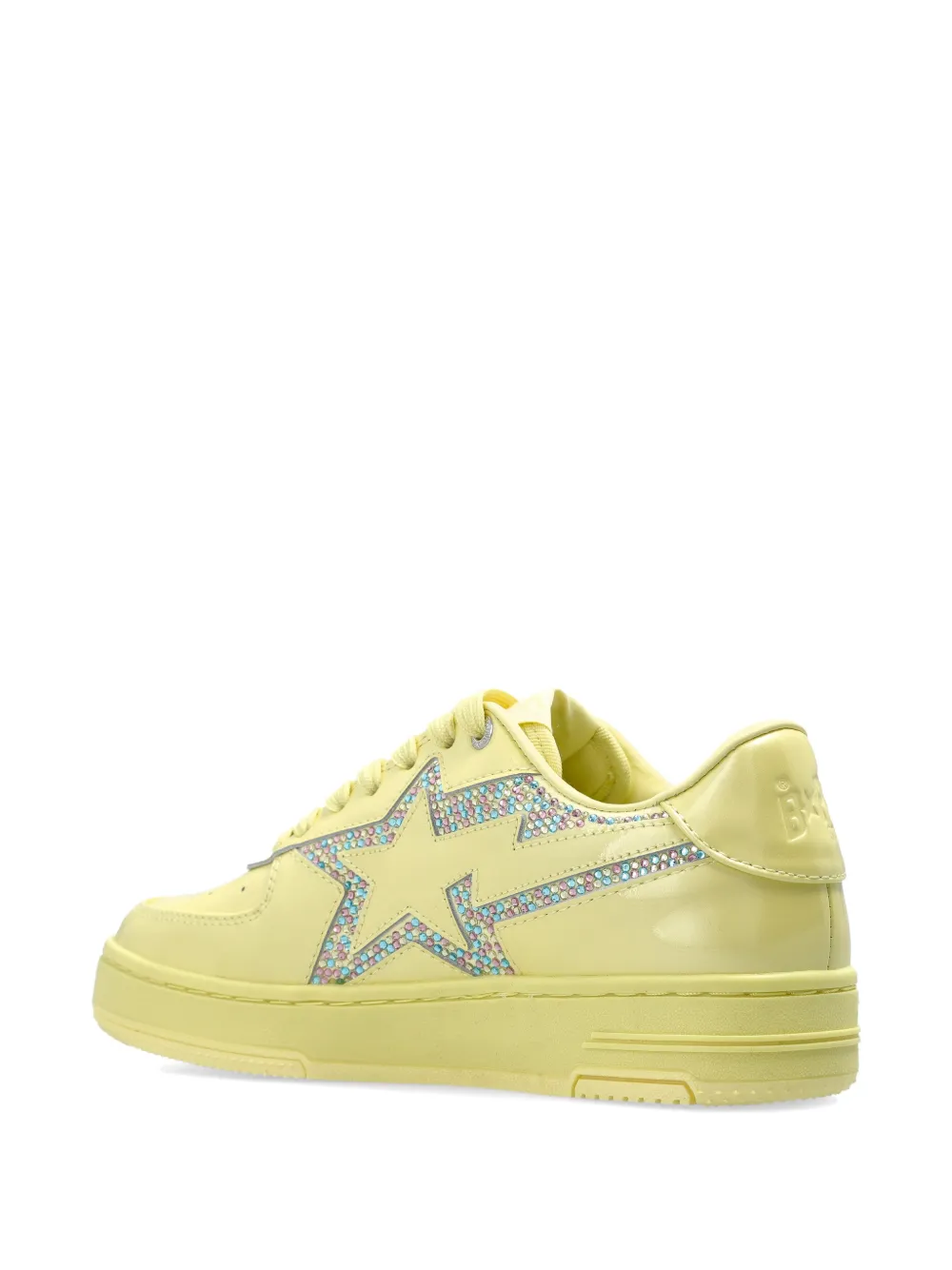 A BATHING APE Bape Sta crystal-embellished leather sneakers Geel