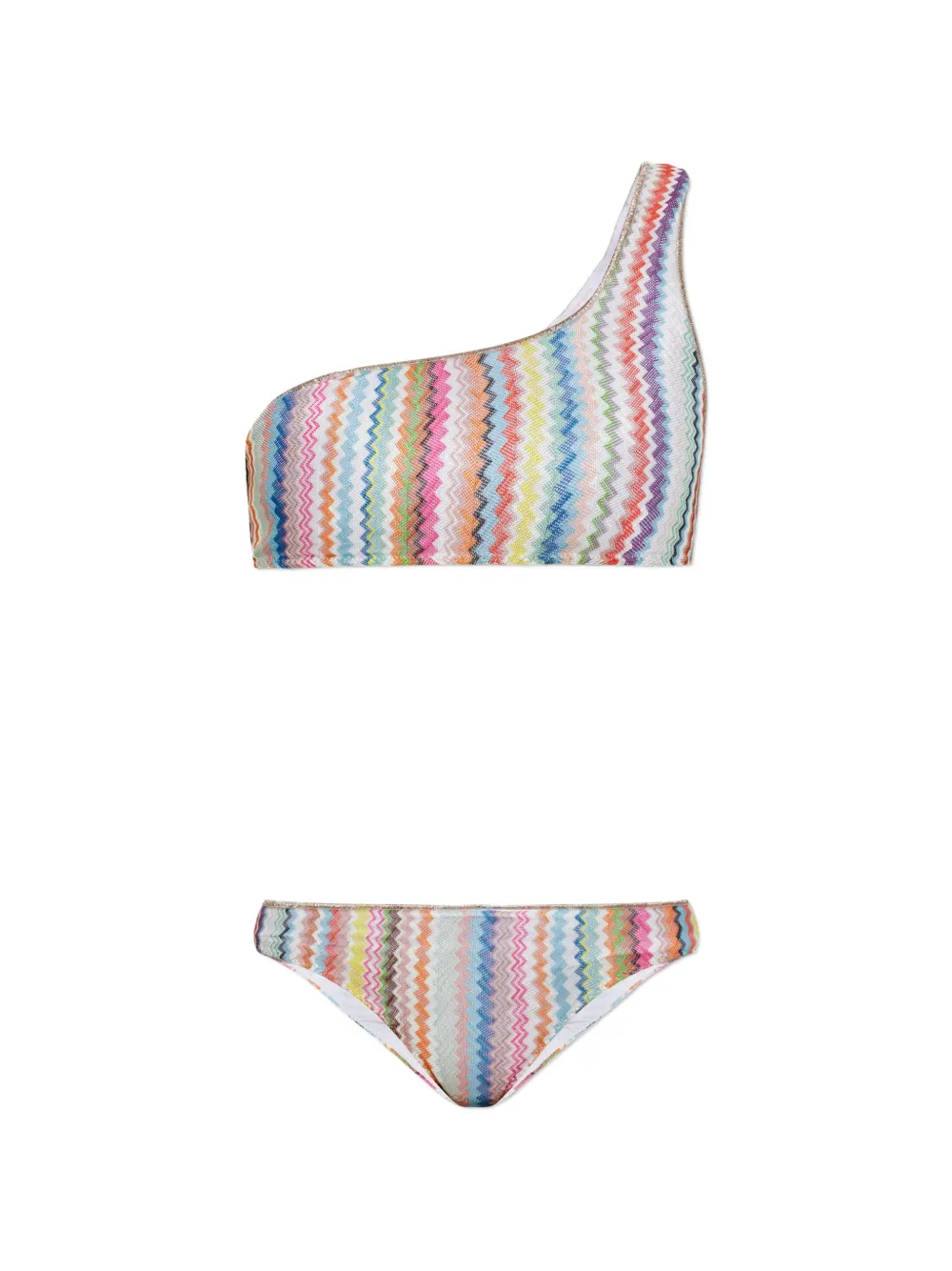 Missoni zigzag-knit one-shoulder bikini - Bianco