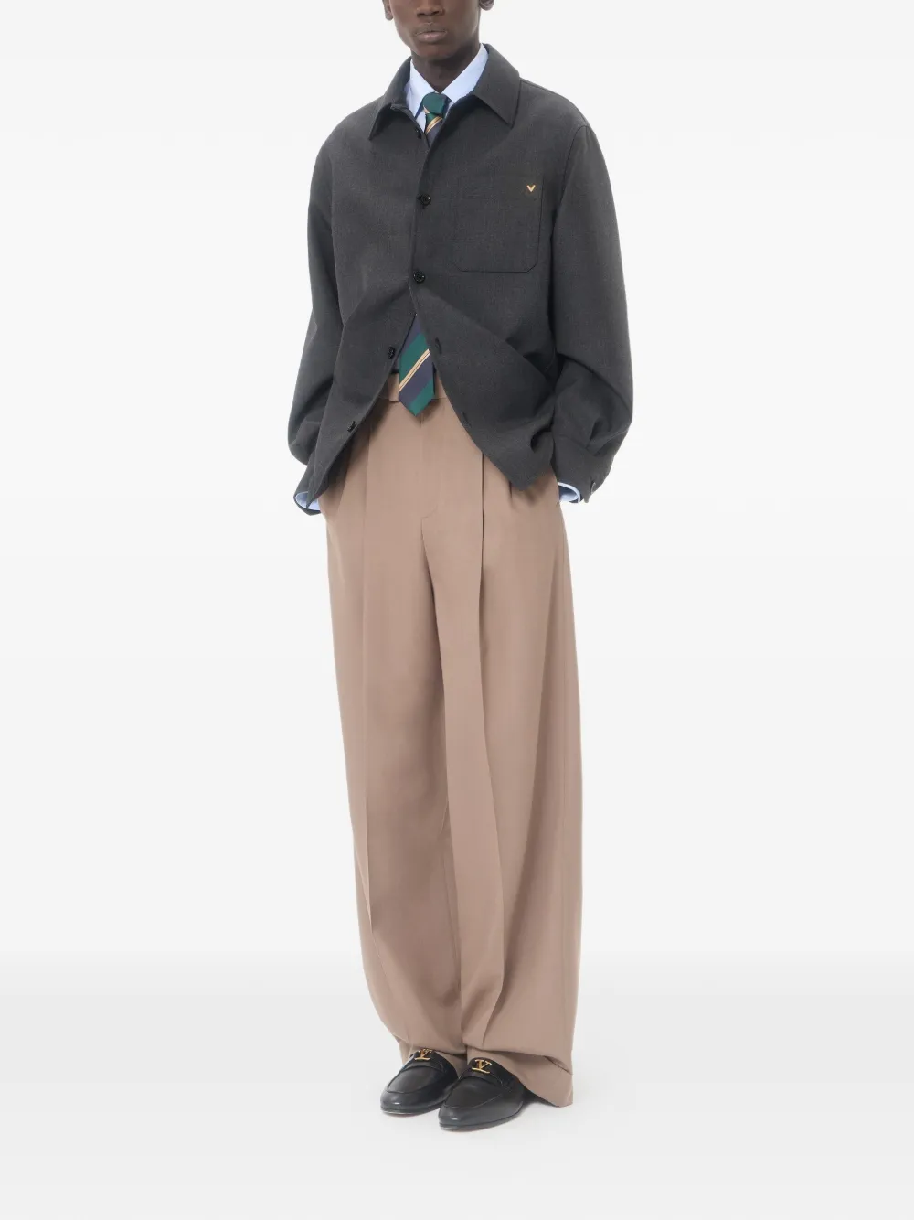 Valentino Garavani Shirtjack van nylon gabardine met VGold Grijs