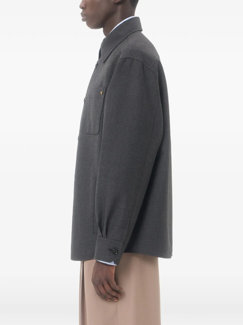 Valentino Garavani Shirtjack van nylon gabardine met VGold Grijs