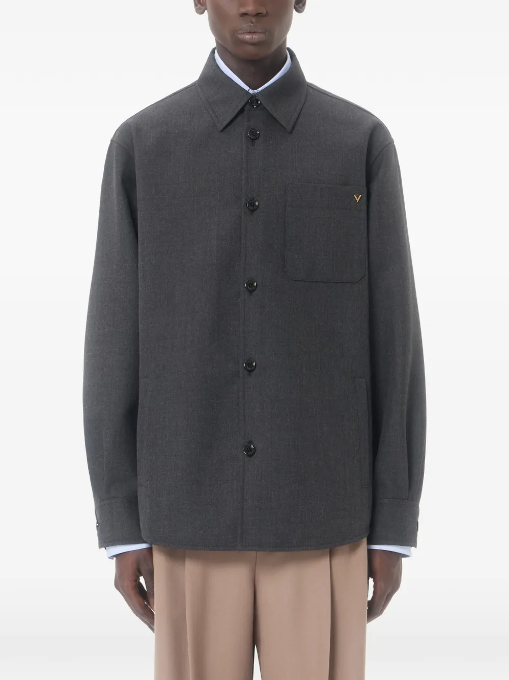 Valentino Garavani Shirtjack van nylon gabardine met VGold Grijs