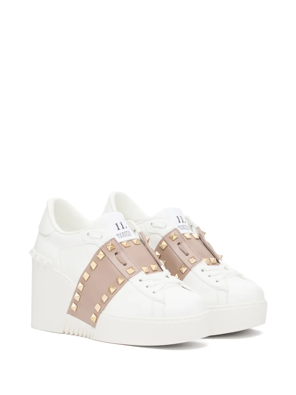Valentino Garavani Open Disco wedge sneakers in calfskin 85mm Wit