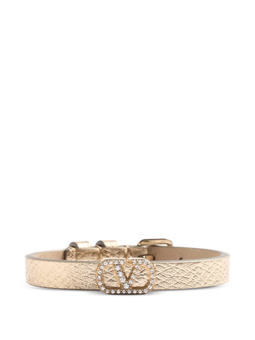 Valentino Garavani Bracciale VLogo Signature in pelle con cristalli Swarovski® - Oro
