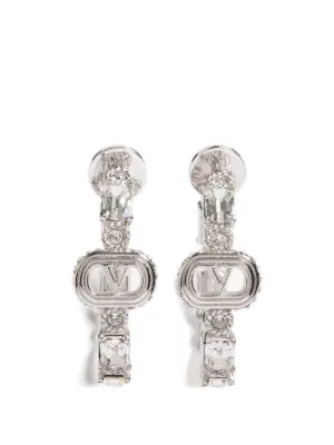 Valentino Garavani Vロゴ シグネチャー クリスタル ピアス | シルバー