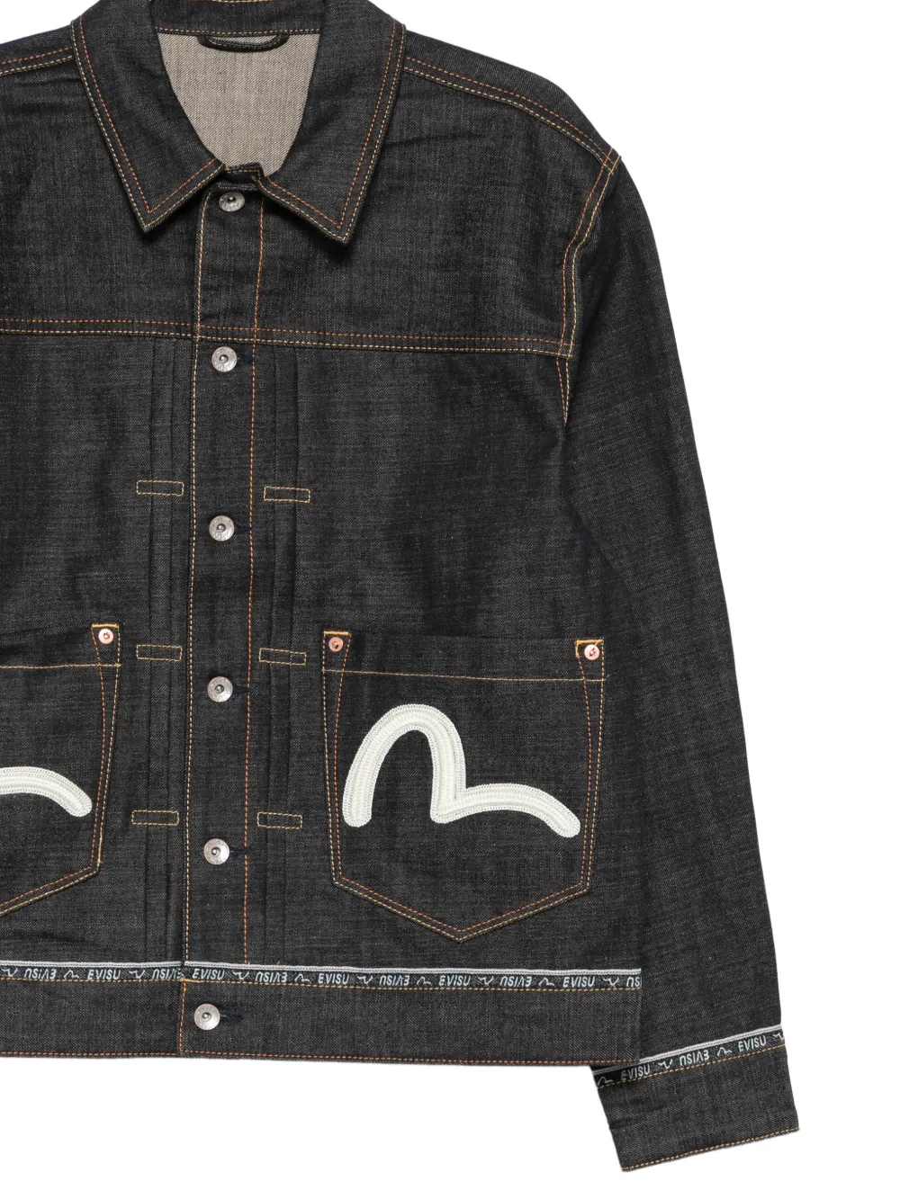 EVISU Spijkerjack met geborduurde zeemeeuw Blauw