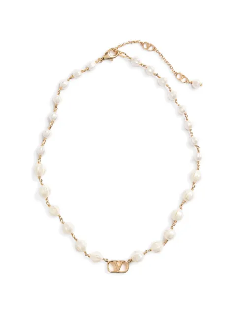 Valentino Garavani Vlogo Signature necklace in metal and glass beads