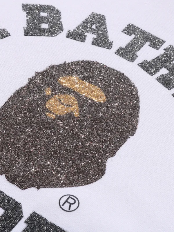 A BATHING APE® Ape Head glitter-effect T-shirt | White | FARFETCH