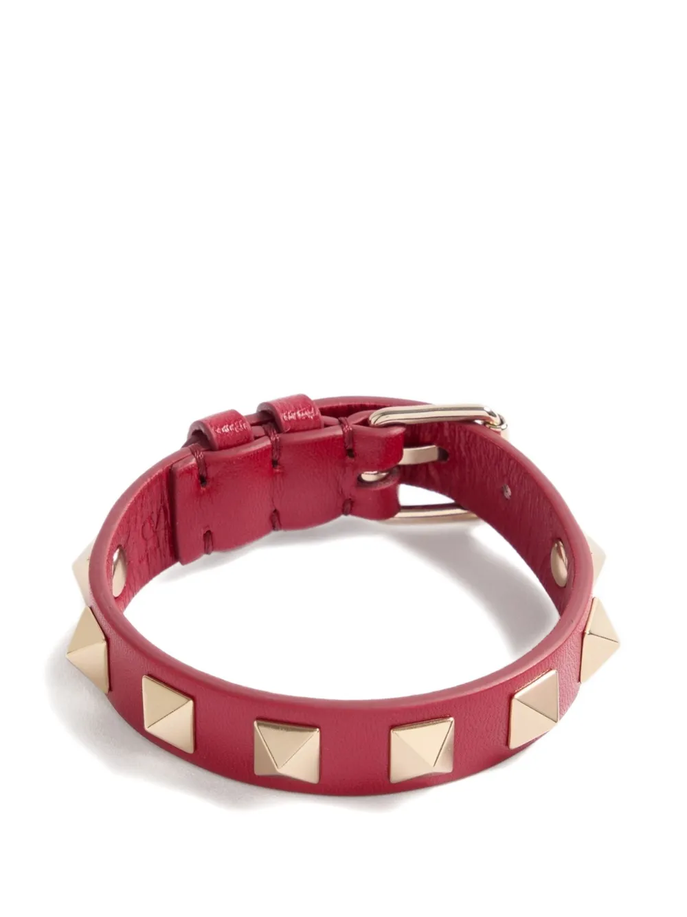 Valentino Garavani Rockstud leather bracelet - Rosso