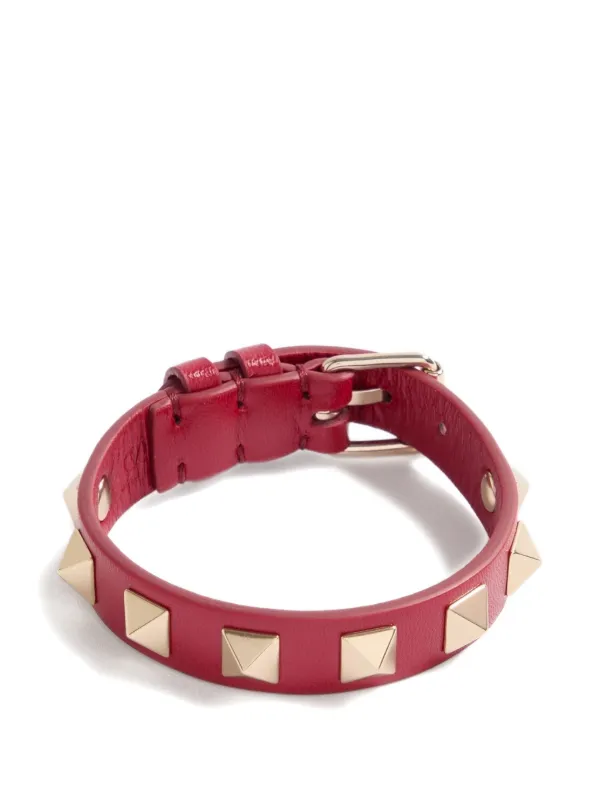 Valentino Garavani ロックスタッズ レザーブレスレット | レッド 
