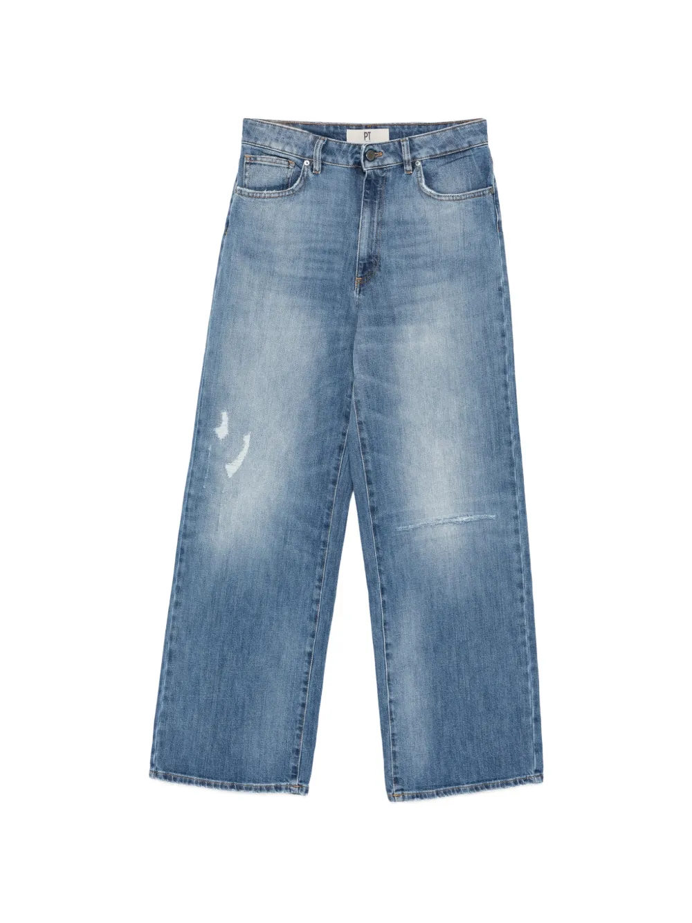 PT Torino Miley distressed-detail wide-leg jeans - Blu