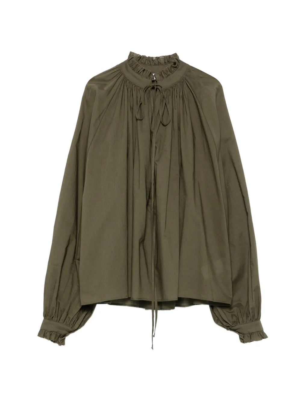 PT Torino ruffled-trim pleated blouse - Verde