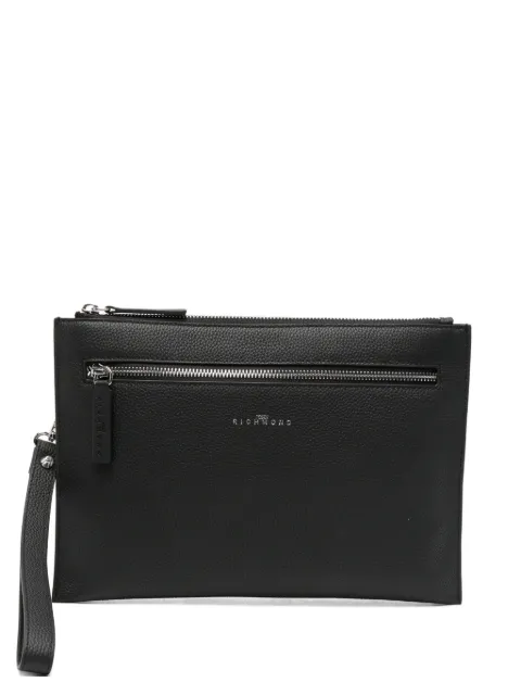John Richmond logo-plaque pebbled clutch bag