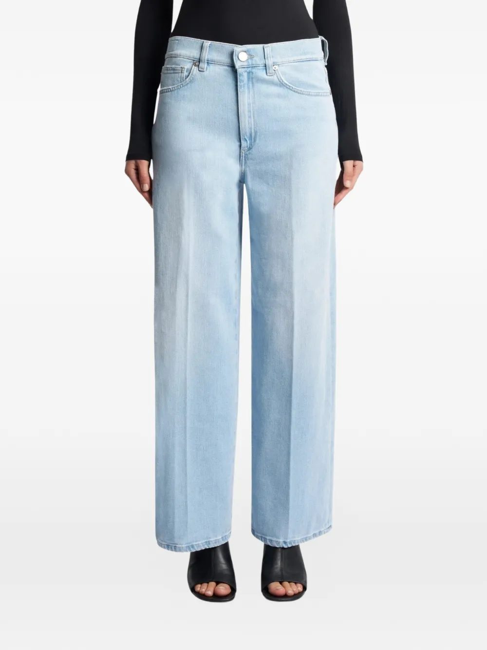 PT Torino Kendal geplooide jeans met wijde pijpen Blauw