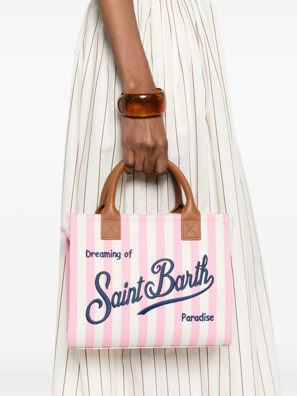 MC2 Saint Barth Vanity medium gestreepte shopper Roze