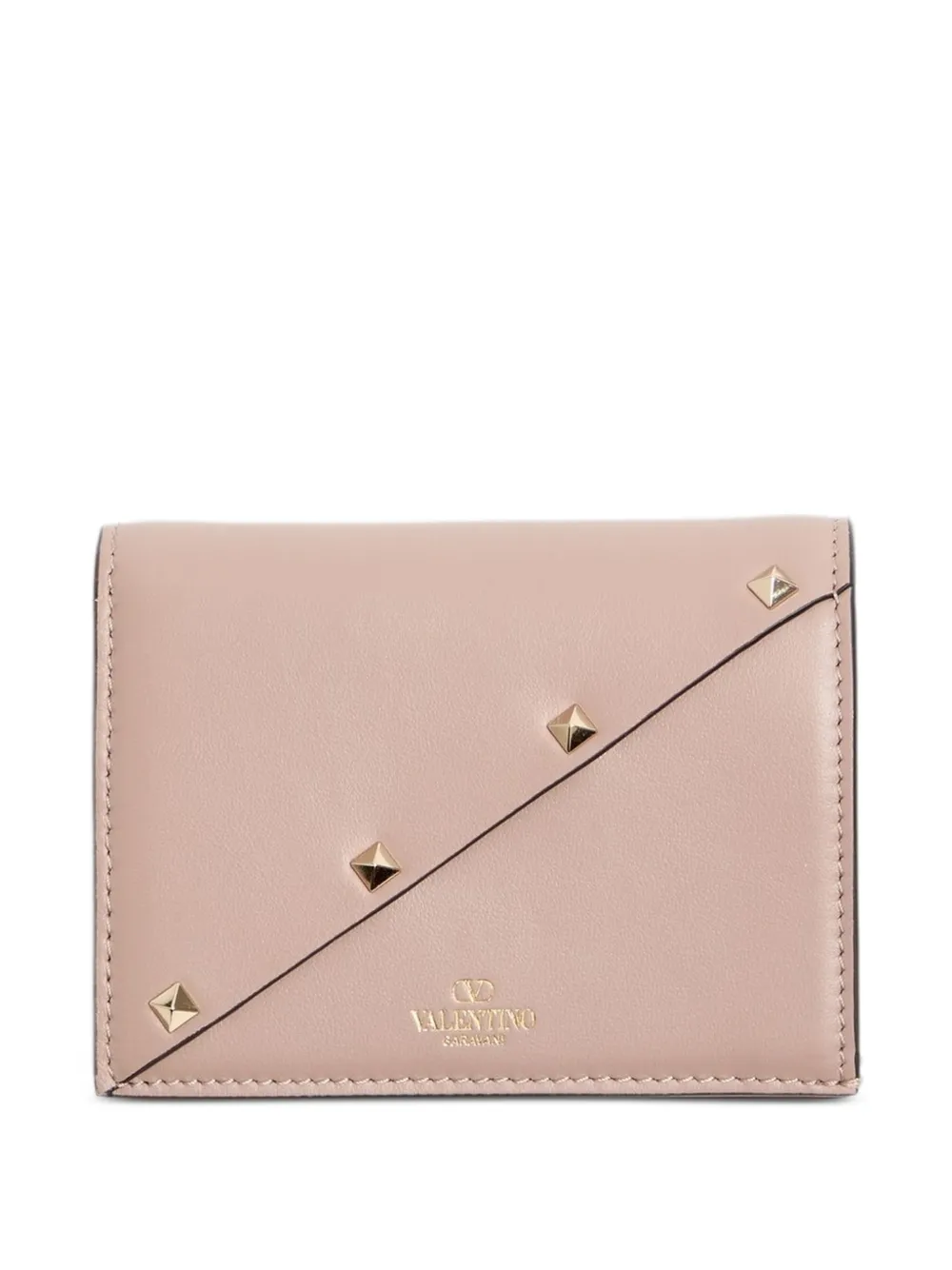 Valentino Garavani Portafoglio Rockstud Wispy piccolo in pelle di vitello - Rosa