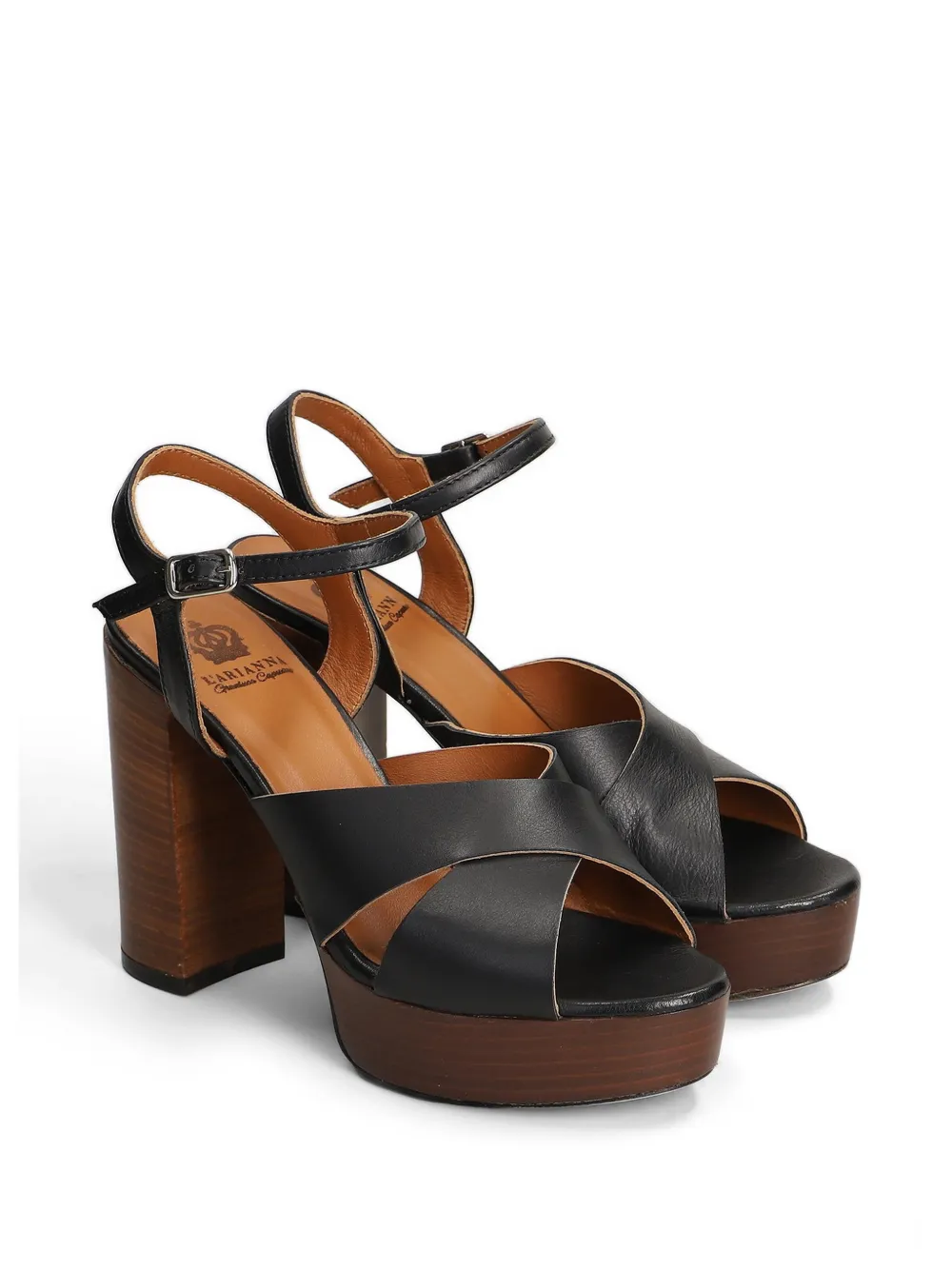L Arianna cross-strap platform sandals Zwart