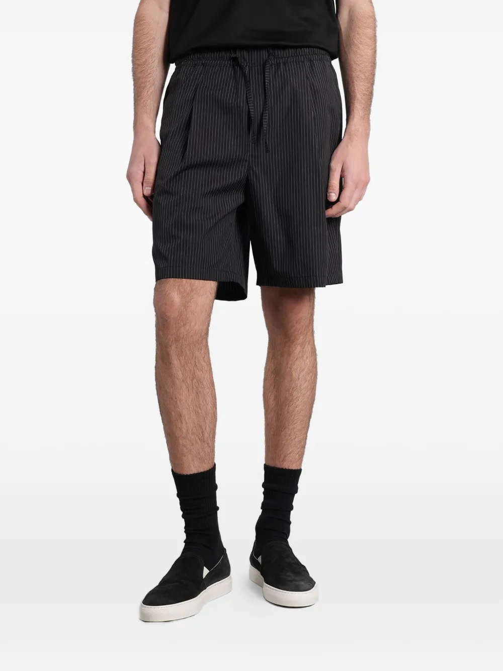 STATE OF ORDER pinstripe-pattern drawstring shorts - Black