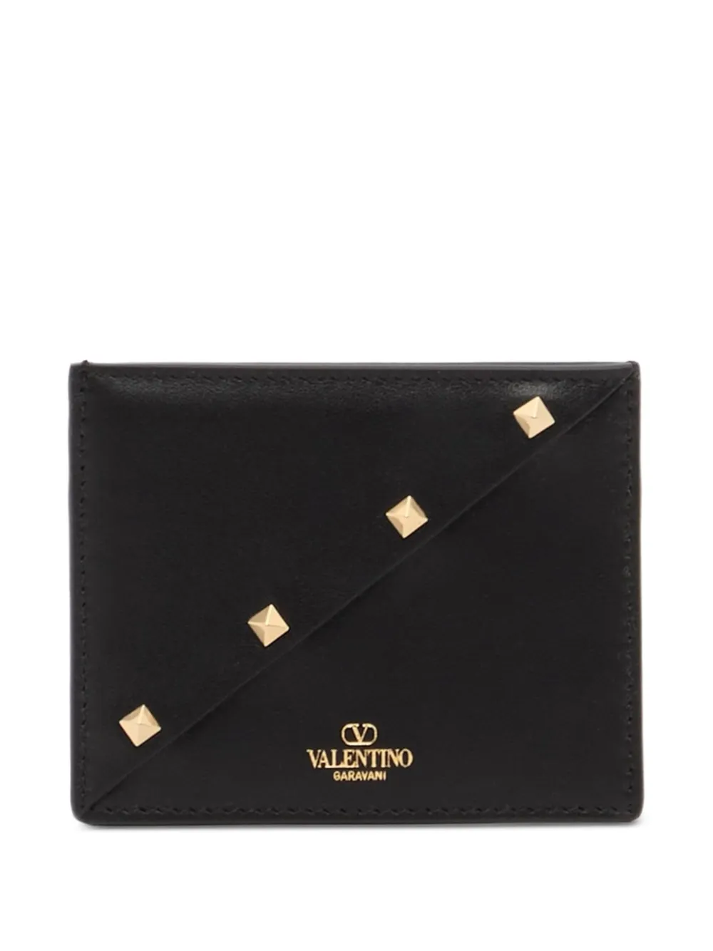Valentino Garavani Portacarte Rockstud Wispy in pelle di vitello - Nero
