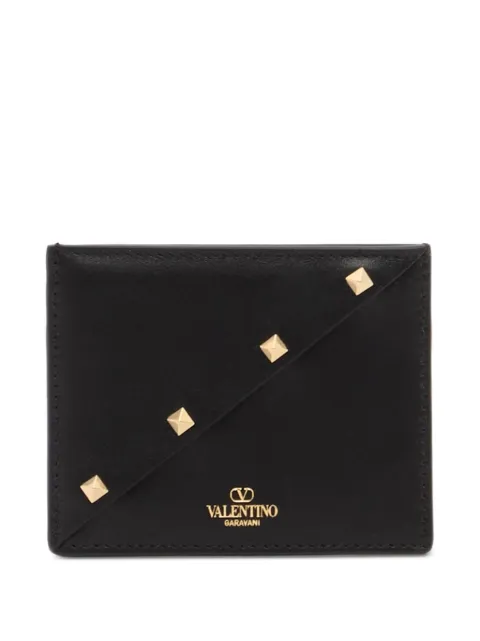 Valentino Garavani tarjetero Rockstud Wispy de piel de becerro