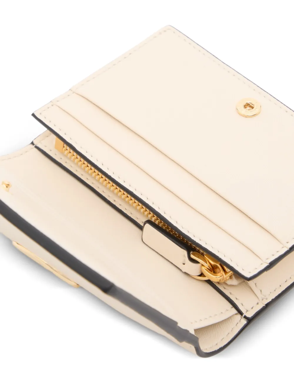 Valentino Garavani VLogo the Bold edition kleine kalfsleren portemonnee Beige